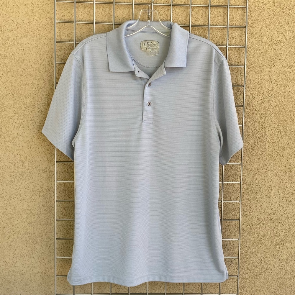 Men's Light Blue PGA Tour Fitted Golf Polo Shirt